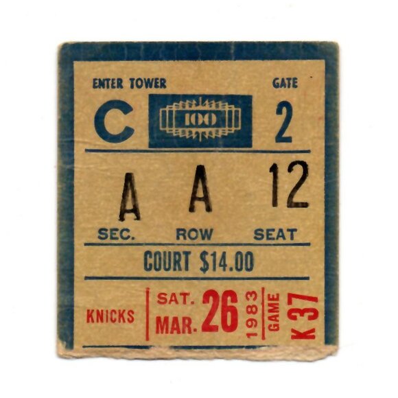 1983 Knicks Ticket Stub Section A Row A Seat 12 Court Madison Square Garden - Picture 1 of 2
